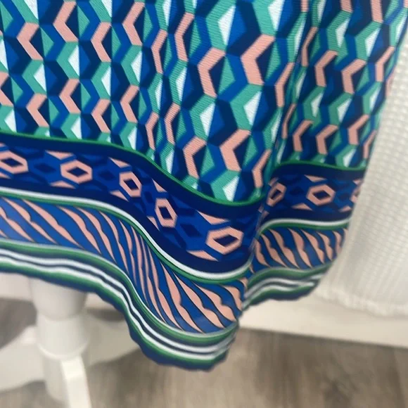 Anthropologie Maeve Silk Dress Geometric Print Spaghetti Straps Sundress Sz L - Picture 5 of 12